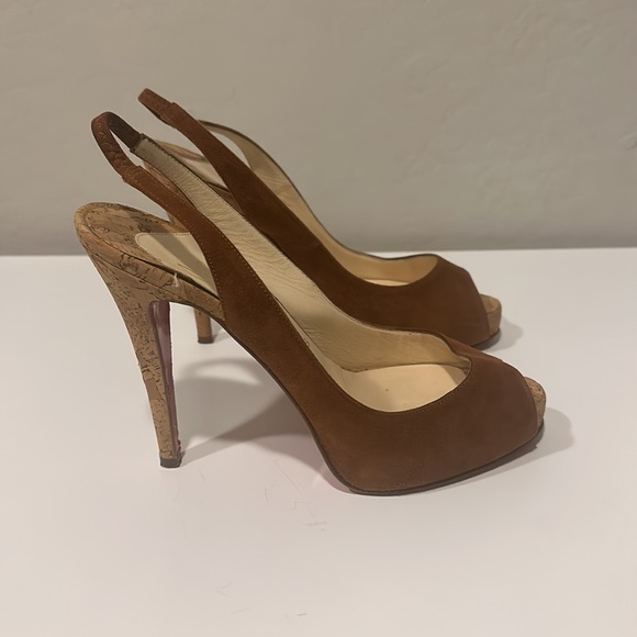 CHRISTIAN LOUBOUTIN SO PRIVATE CORK HEEL SLINGBACK - Picture 4 of 12